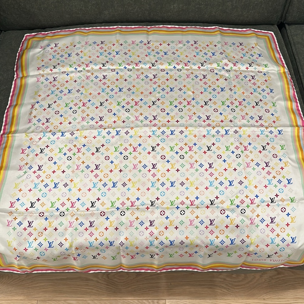S/S 2003 Louis Vuitton x Takashi Murakami Silk Scarf AUTHENTIC